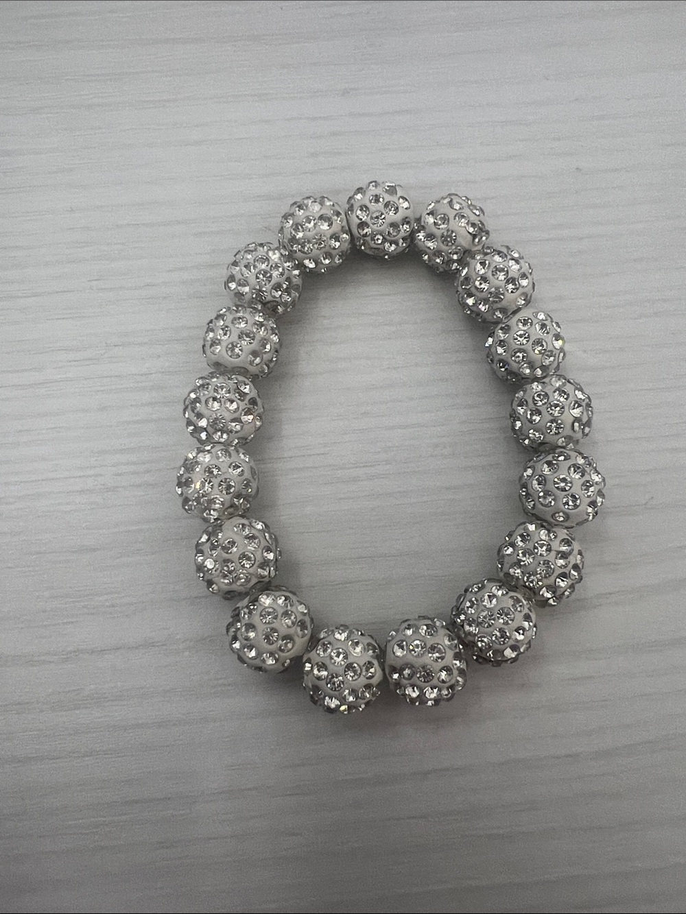 Crystal Pave Stretch Bracelet in Silver Bead Design
